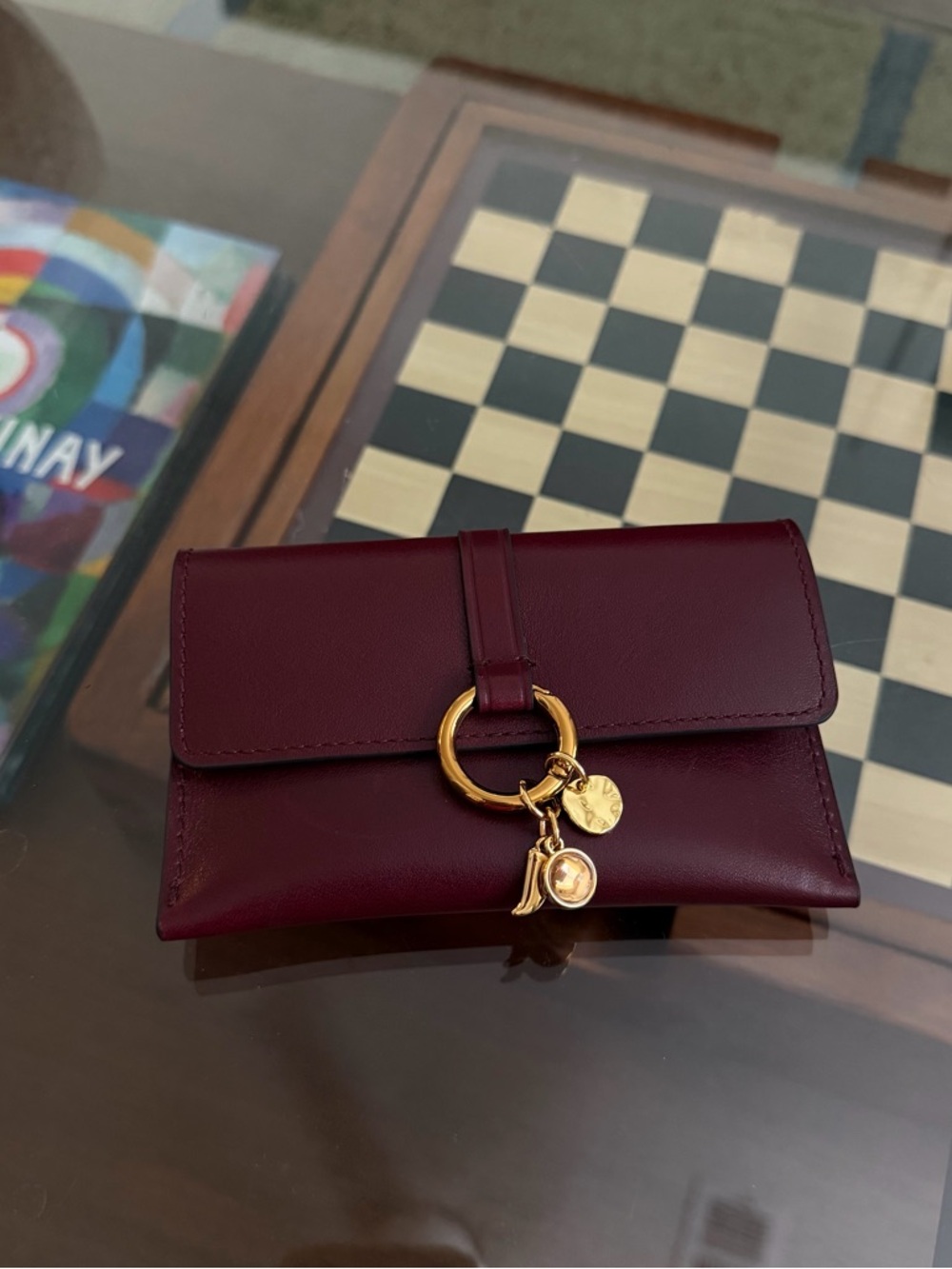 MADEWELL • leather ring charm wallet in sangria